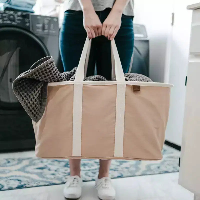 Lot de 2 sacs à linge pliables, moka/crème