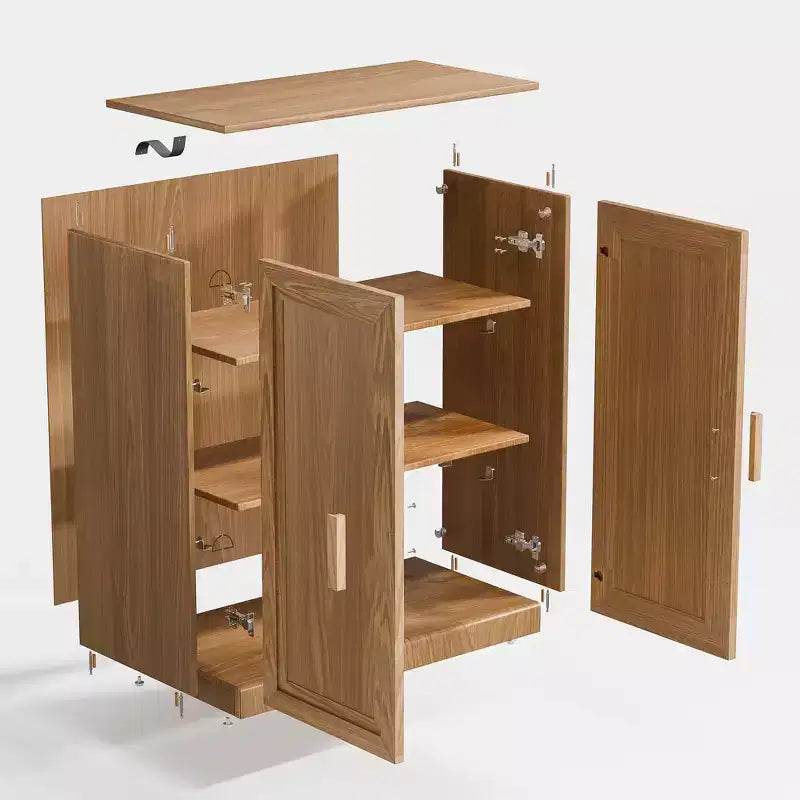 Meuble d'appoint en bois 36x31x16 de couleur naturelle, organiseur de rangement avec étagères réglables pour cuisine, chambre, entrée, salon, salle à manger