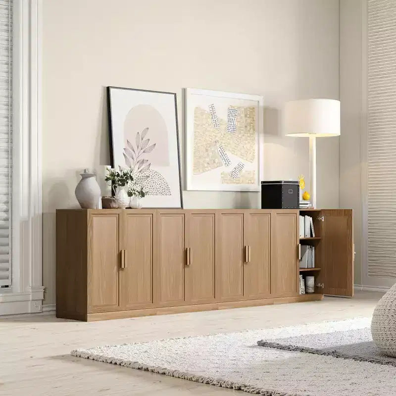 Meuble d'appoint en bois 36x31x16 de couleur naturelle, organiseur de rangement avec étagères réglables pour cuisine, chambre, entrée, salon, salle à manger