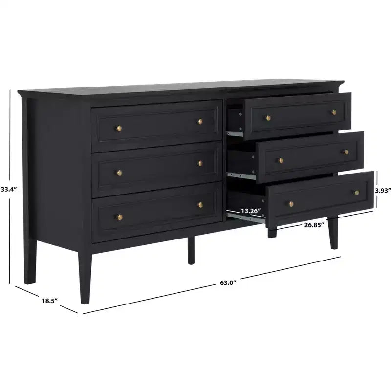 Commode à 6 tiroirs avec structure en panneaux de particules, MDF et bois