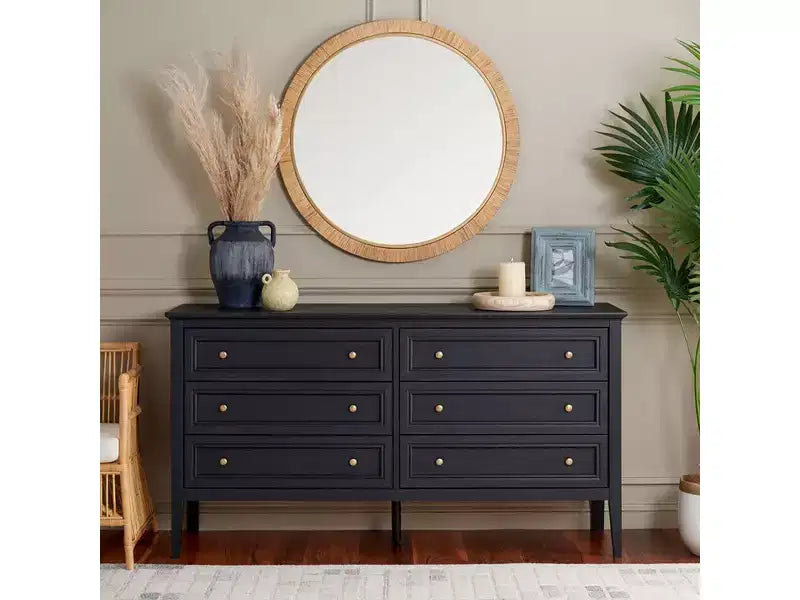 Commode à 6 tiroirs avec structure en panneaux de particules, MDF et bois