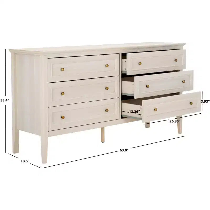 Commode à 6 tiroirs avec structure en panneaux de particules, MDF et bois