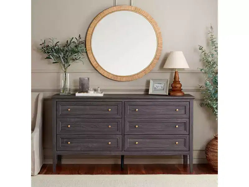 Commode à 6 tiroirs avec structure en panneaux de particules, MDF et bois