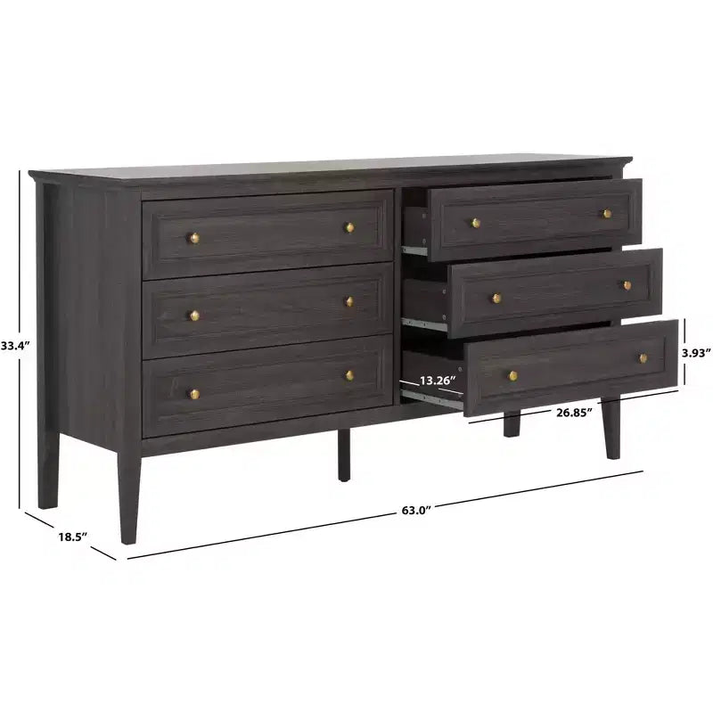 Commode à 6 tiroirs avec structure en panneaux de particules, MDF et bois