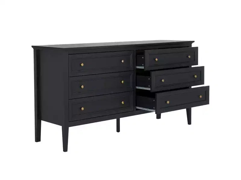 Commode à 6 tiroirs avec structure en panneaux de particules, MDF et bois