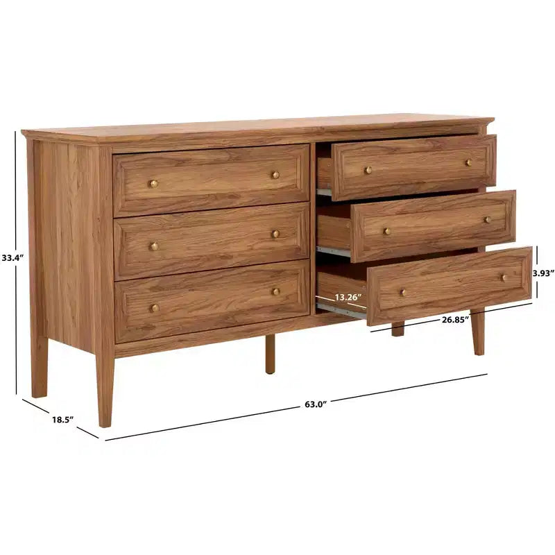 Commode à 6 tiroirs avec structure en panneaux de particules, MDF et bois