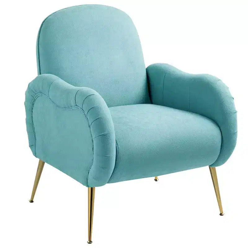 Fauteuil moderne pour chambre à coucher avec pieds en métal doré, fauteuil en tissu flocon de neige, canapé individuel pour salon