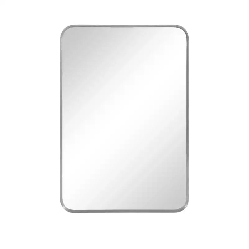 Miroir de salle de bain rectangulaire 32x22 avec cadre en alliage d'aluminium, miroir mural pour chambre à coucher, salon, entrée, argent