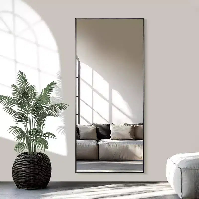 Miroir de salle de bain rectangulaire 32x22 avec cadre en alliage d'aluminium, miroir mural pour chambre à coucher, salon, entrée, argent