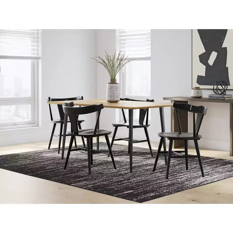 Chaises de salle à manger modernes avec dossier enveloppant, lot de 2, noir