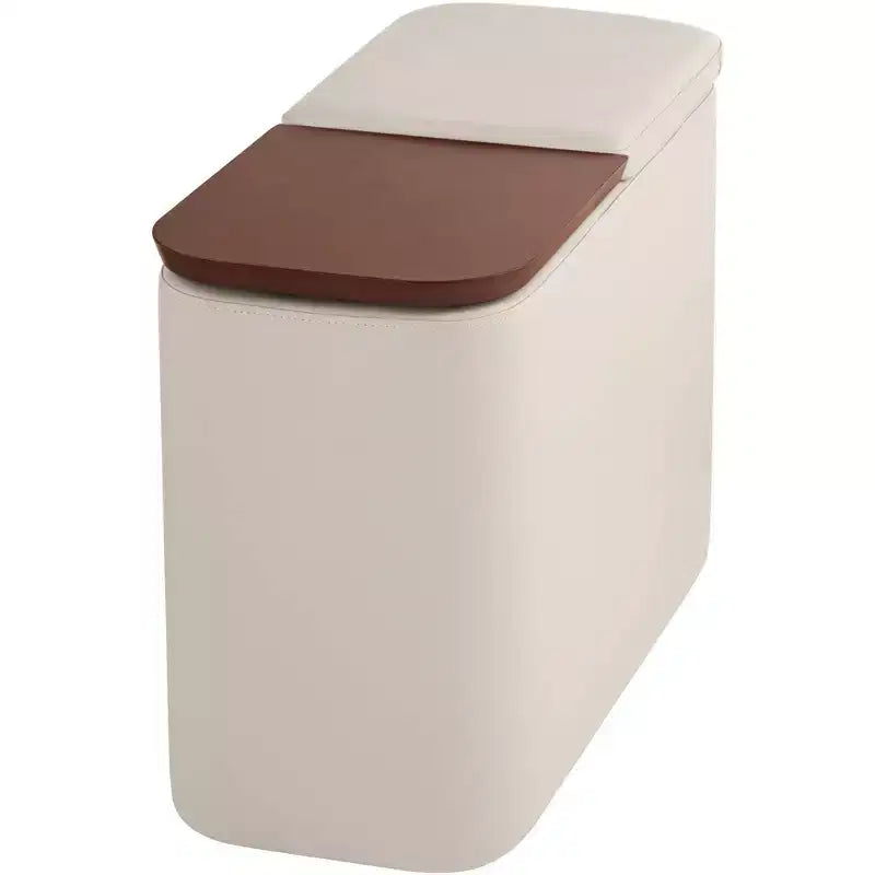 Table console rectangulaire en similicuir style Mid-century Modern 12 x 27 1/2 avec rangement et porte-boissons, taupe, pour salon