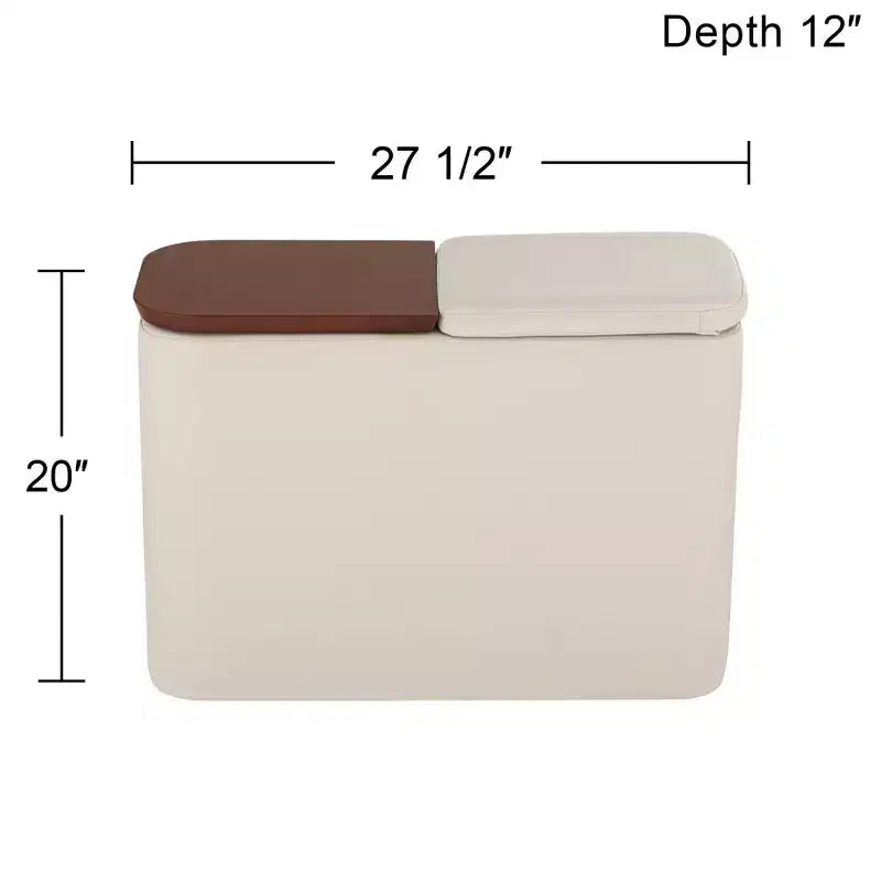 Table console rectangulaire en similicuir style Mid-century Modern 12 x 27 1/2 avec rangement et porte-boissons, taupe, pour salon