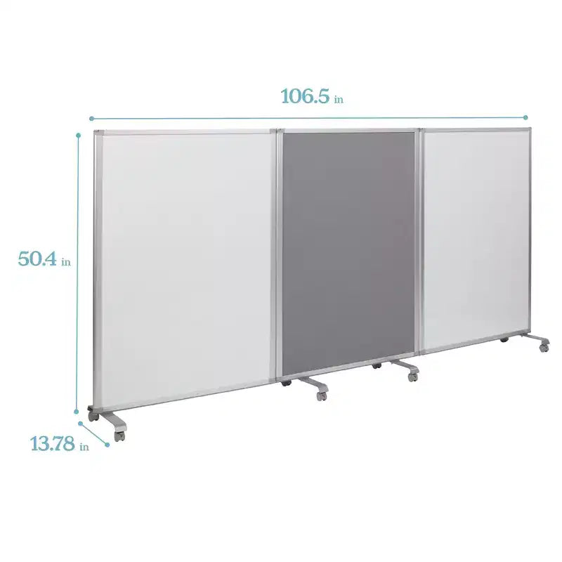 Séparateur de pièce mobile effaçable à sec et en flanelle, 3 panneaux, Fournitures scolaires