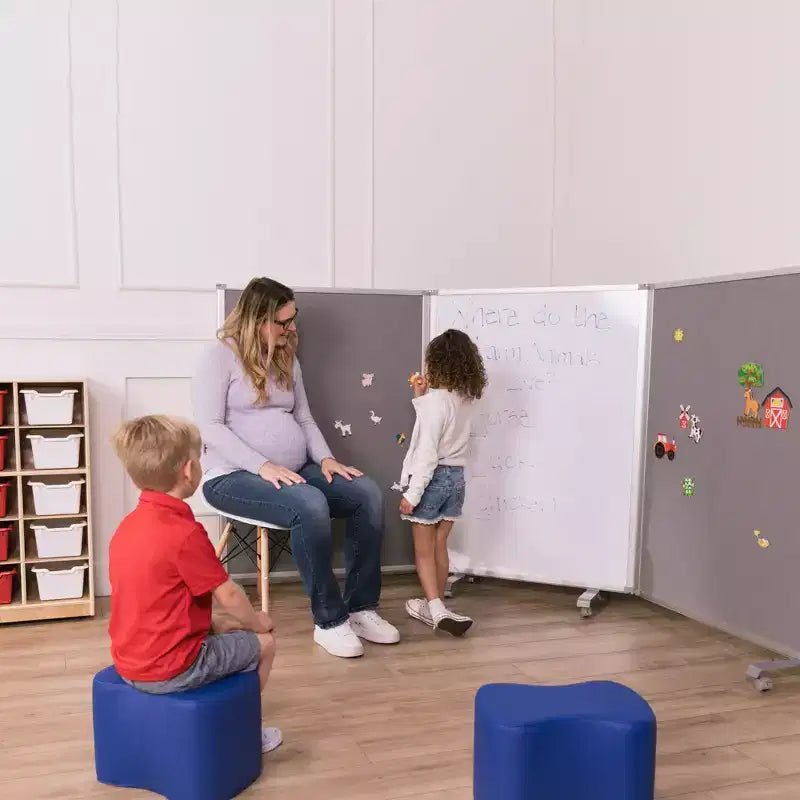Séparateur de pièce mobile effaçable à sec et en flanelle, 3 panneaux, Fournitures scolaires