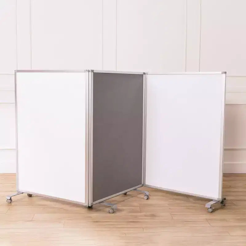 Séparateur de pièce mobile effaçable à sec et en flanelle, 3 panneaux, Fournitures scolaires