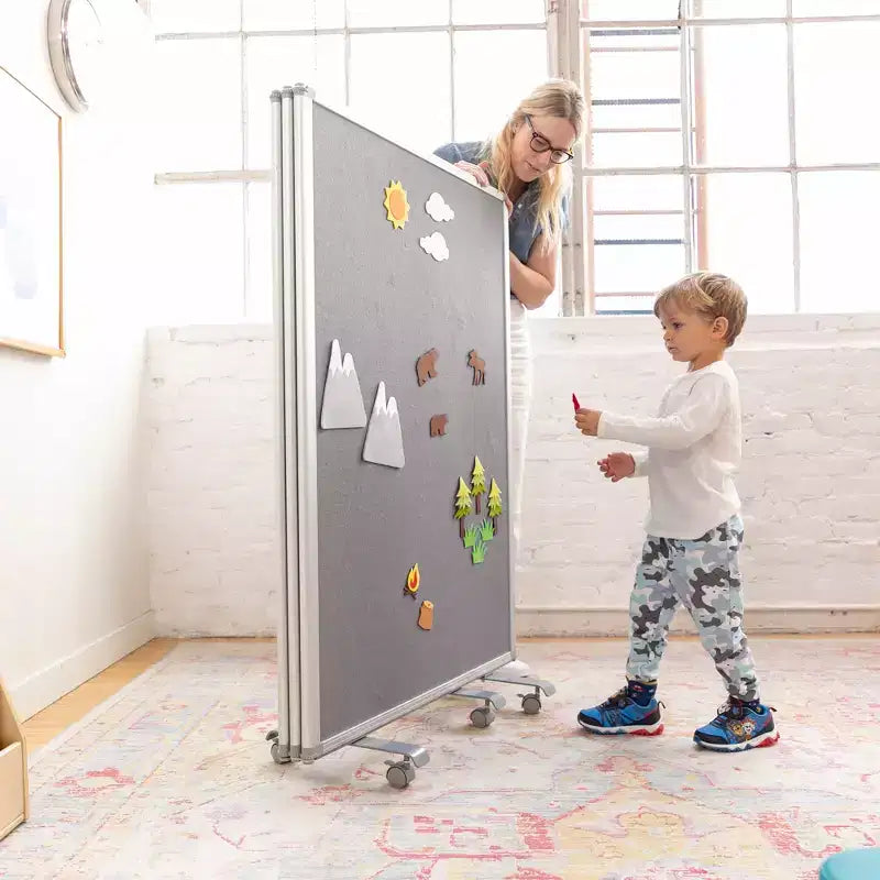 Séparateur de pièce mobile effaçable à sec et en flanelle, 3 panneaux, Fournitures scolaires