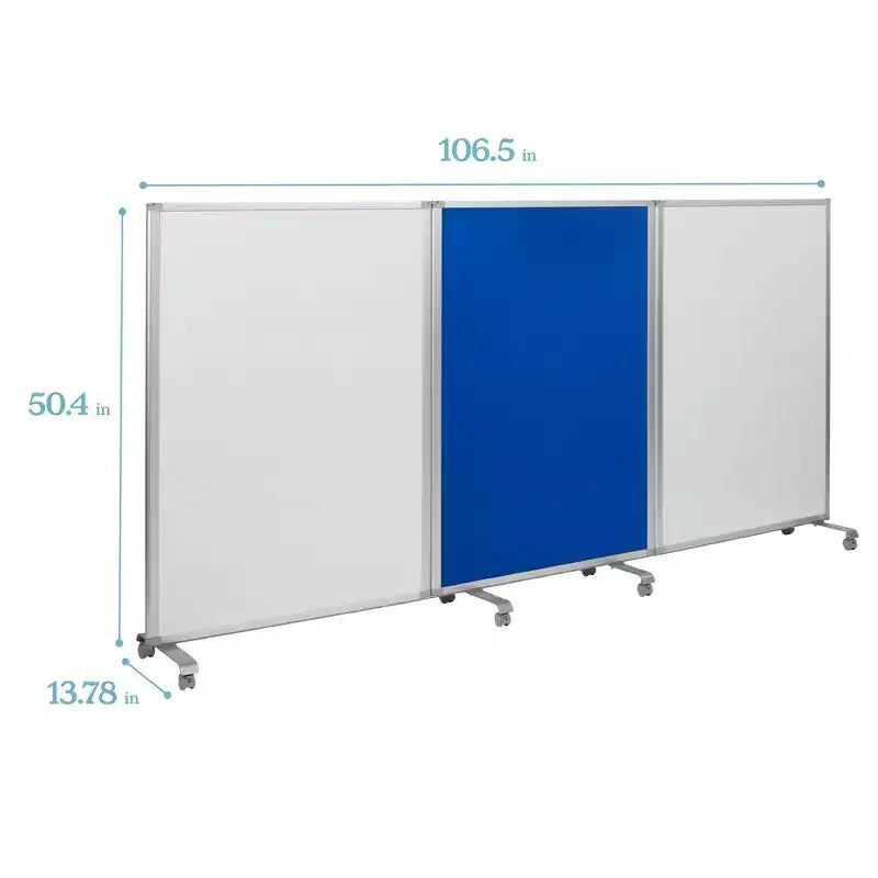 Séparateur de pièce mobile effaçable à sec et en flanelle, 3 panneaux, Fournitures scolaires