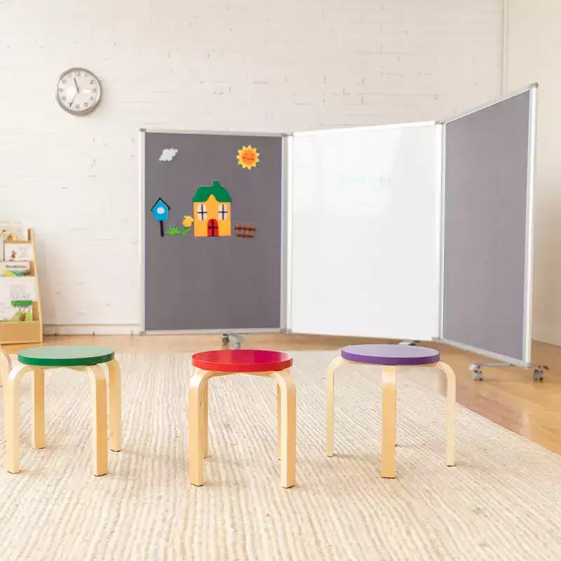 Séparateur de pièce mobile effaçable à sec et en flanelle, 3 panneaux, Fournitures scolaires