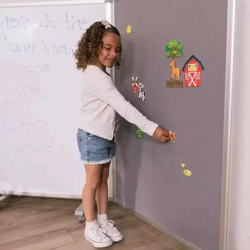 Séparateur de pièce mobile effaçable à sec et en flanelle, 3 panneaux, Fournitures scolaires