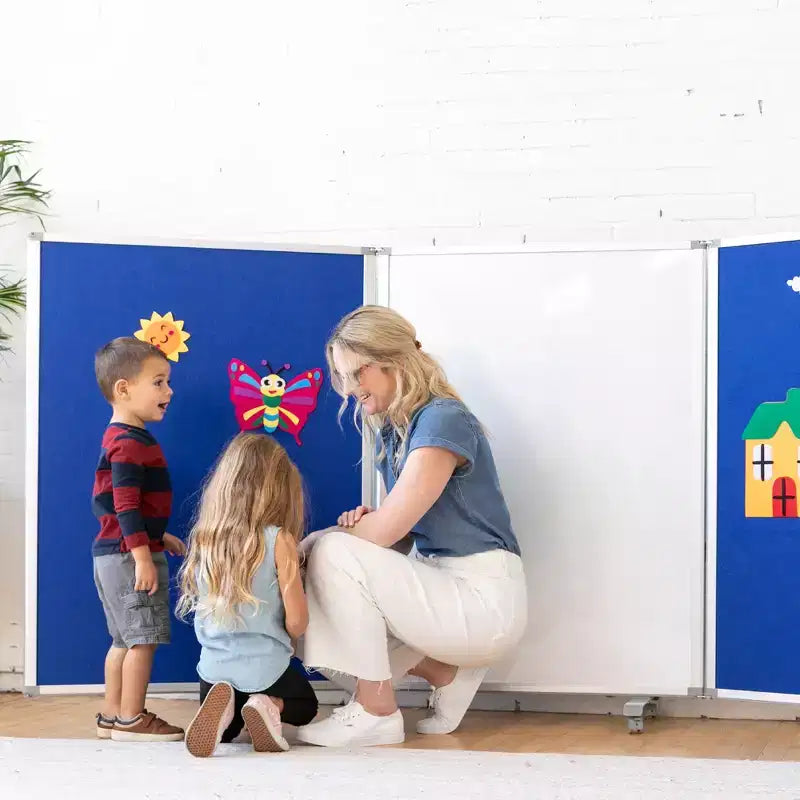 Séparateur de pièce mobile effaçable à sec et en flanelle, 3 panneaux, Fournitures scolaires