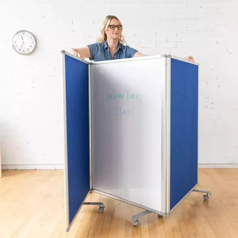 Séparateur de pièce mobile effaçable à sec et en flanelle, 3 panneaux, Fournitures scolaires