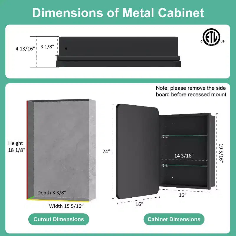 Armoire à pharmacie LED avec miroir, armoire de salle de bain encastrée/murale, intensité variable, lumière 3 modes, antibuée, étagères réglables, blanc