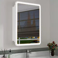 Armoire à pharmacie LED avec miroir, armoire de salle de bain encastrée/murale, intensité variable, lumière 3 modes, antibuée, étagères réglables, blanc
