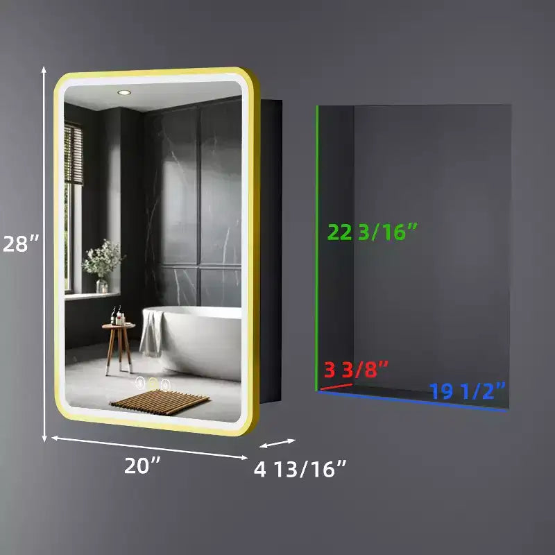 Armoire à pharmacie LED avec miroir, armoire de salle de bain encastrée/murale, intensité variable, lumière 3 modes, antibuée, étagères réglables, blanc