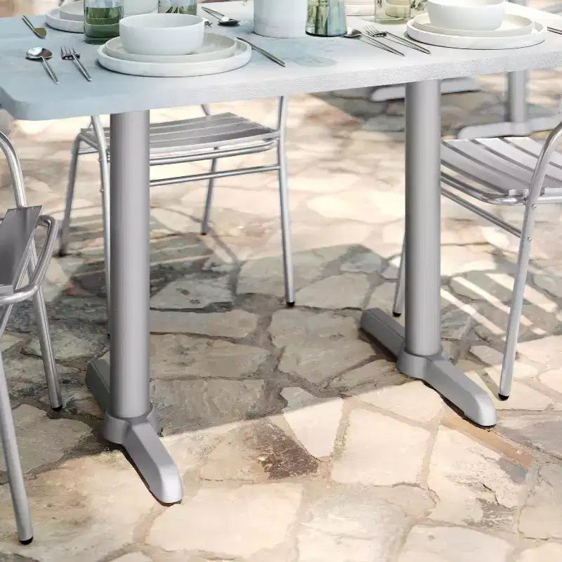 Pied de table de restaurant en T 12,7 cm x 55,9 cm avec colonne de 7,62 cm de diamètre, hauteur table