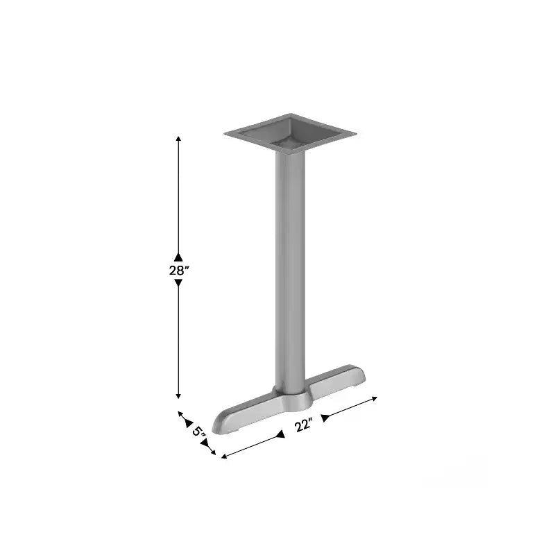 Pied de table de restaurant en T 12,7 cm x 55,9 cm avec colonne de 7,62 cm de diamètre, hauteur table