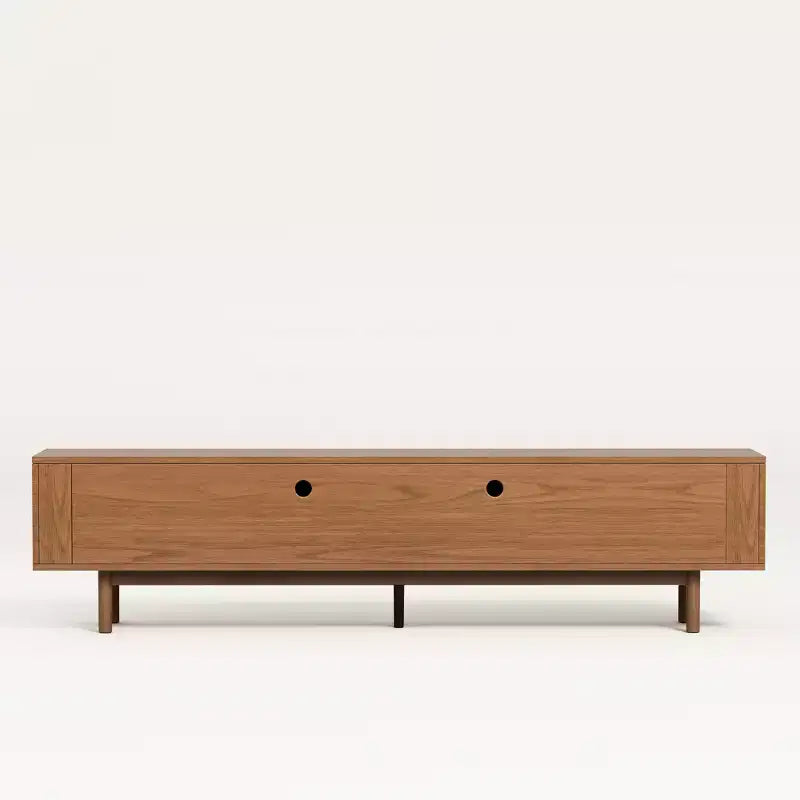 Meuble TV de 220 cm pour TV jusqu'à 90 pouces, en panneau de densité avec pieds en bois massif