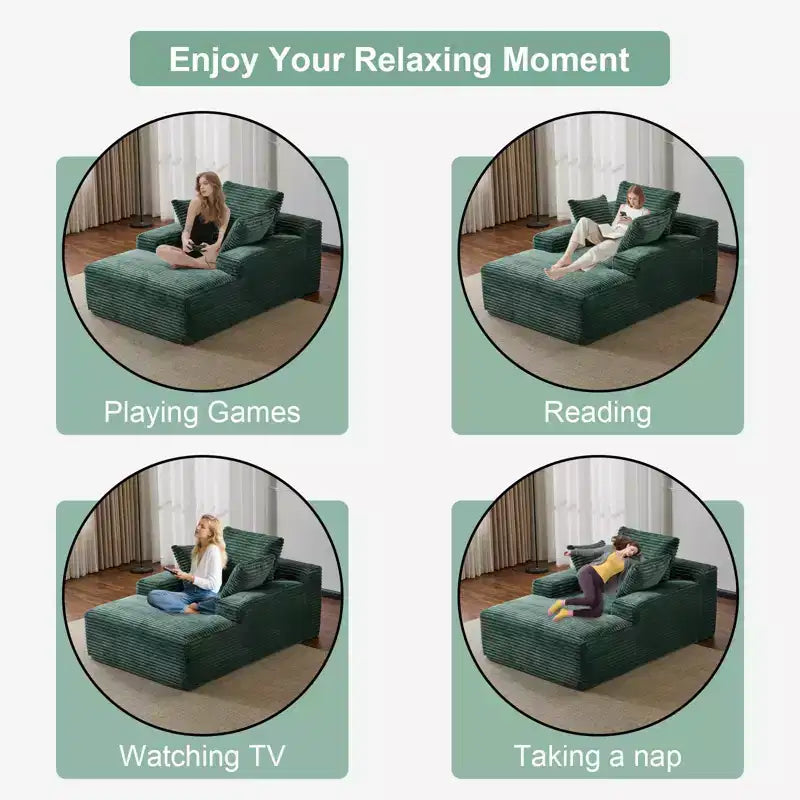 Canapé-lit moderne surdimensionné avec accoudoir et oreillers décoratifs, futon rembourré et profond pour salon