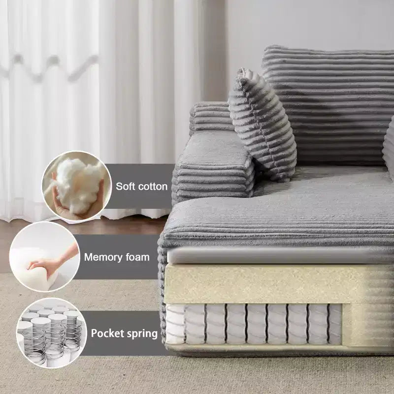 Canapé-lit moderne surdimensionné avec accoudoir et oreillers décoratifs, futon rembourré et profond pour salon