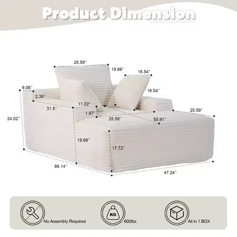 Canapé-lit moderne surdimensionné avec accoudoir et oreillers décoratifs, futon rembourré et profond pour salon
