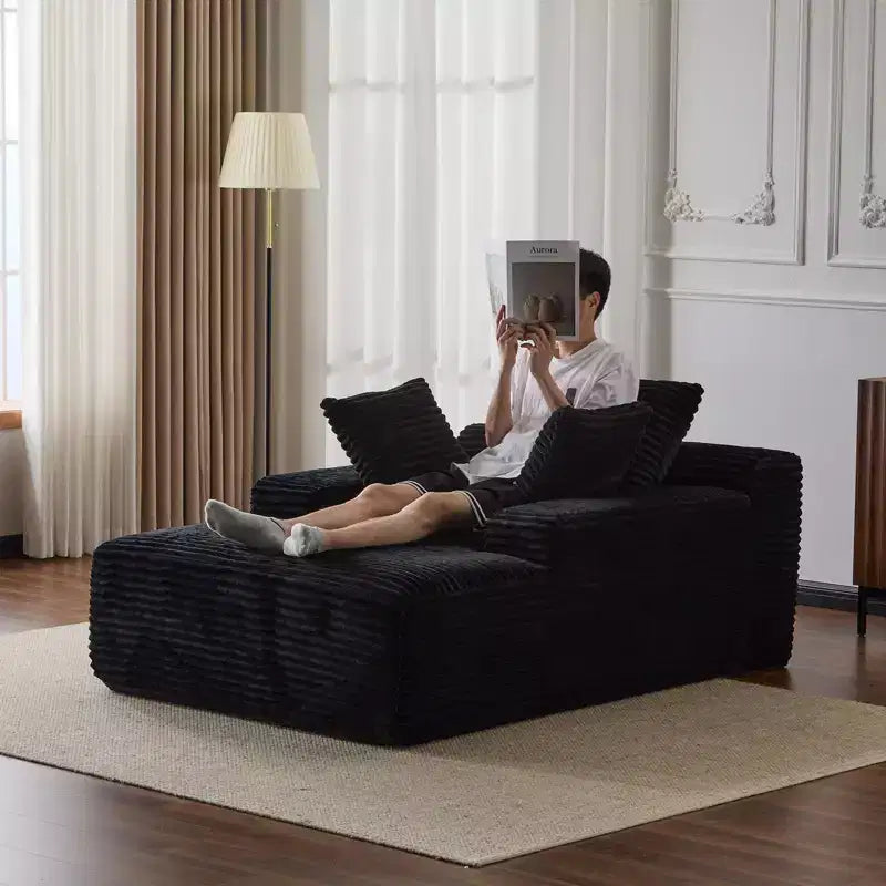 Canapé-lit moderne surdimensionné avec accoudoir et oreillers décoratifs, futon rembourré et profond pour salon