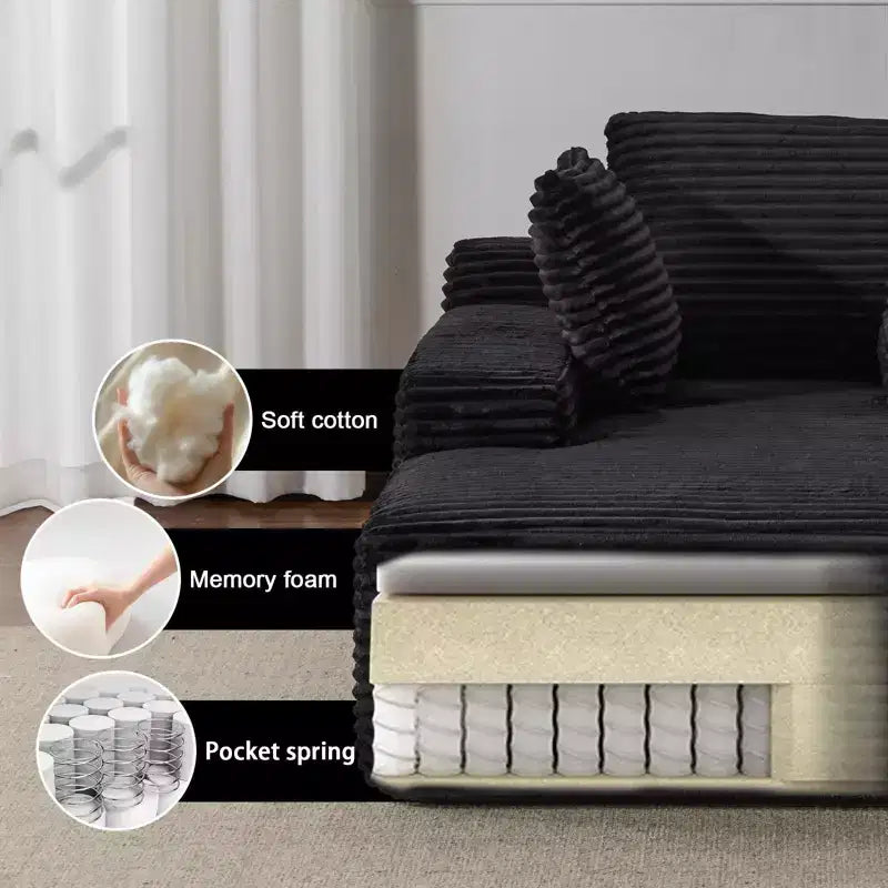 Canapé-lit moderne surdimensionné avec accoudoir et oreillers décoratifs, futon rembourré et profond pour salon
