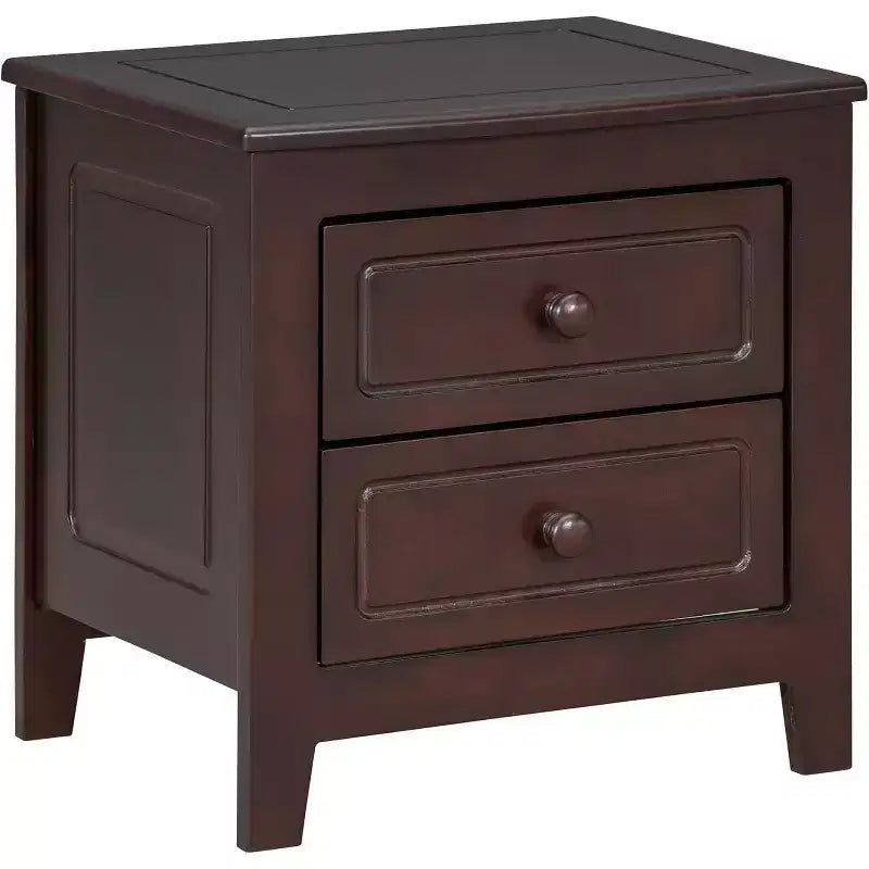 Table de chevet du milieu du siècle avec 2 tiroirs de rangement, table d'appoint rétro couleur noyer pour chambre à coucher, salon, bureau, montage facile
