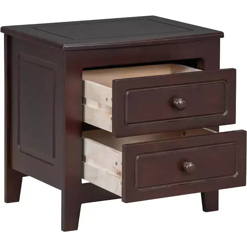 Table de chevet du milieu du siècle avec 2 tiroirs de rangement, table d'appoint rétro couleur noyer pour chambre à coucher, salon, bureau, montage facile