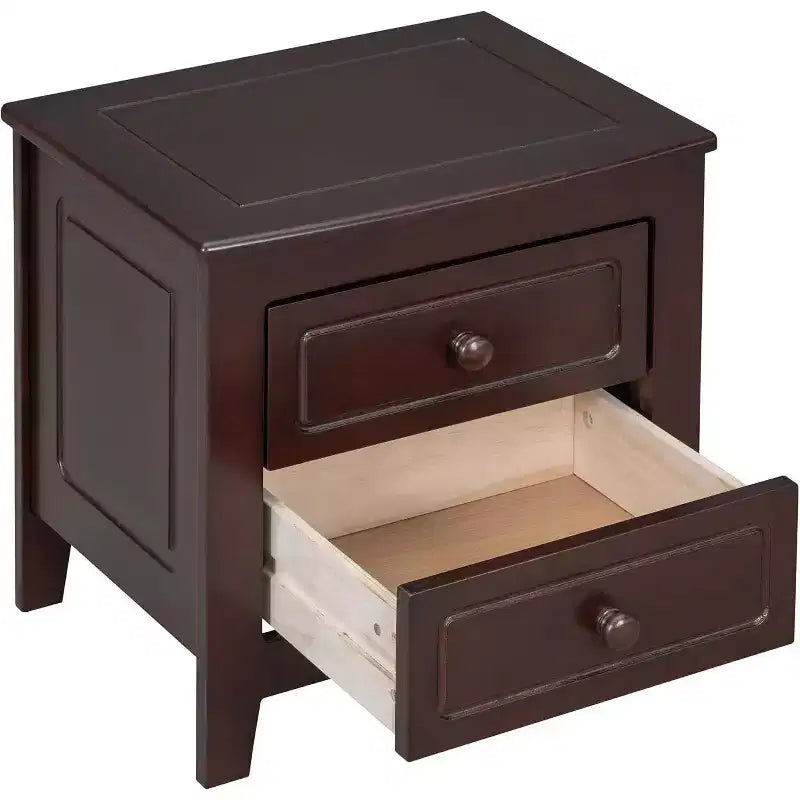 Table de chevet du milieu du siècle avec 2 tiroirs de rangement, table d'appoint rétro couleur noyer pour chambre à coucher, salon, bureau, montage facile
