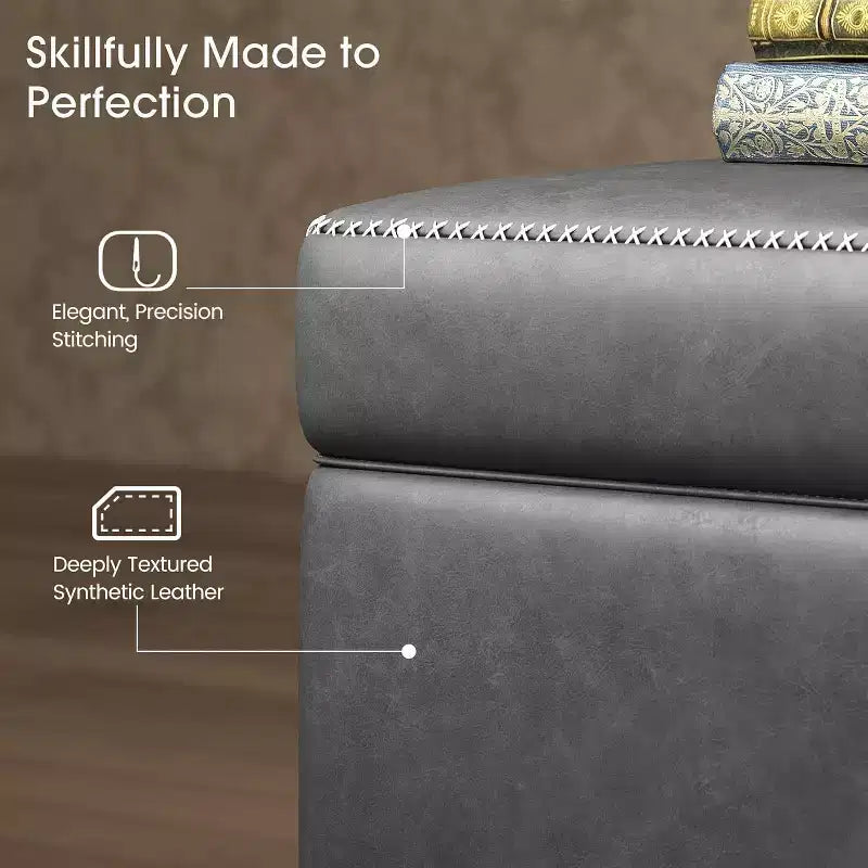 Banc ottoman de rangement 47,8 po avec revêtement en cuir, charnières robustes, siège repose-pieds pour chambre ou entrée
