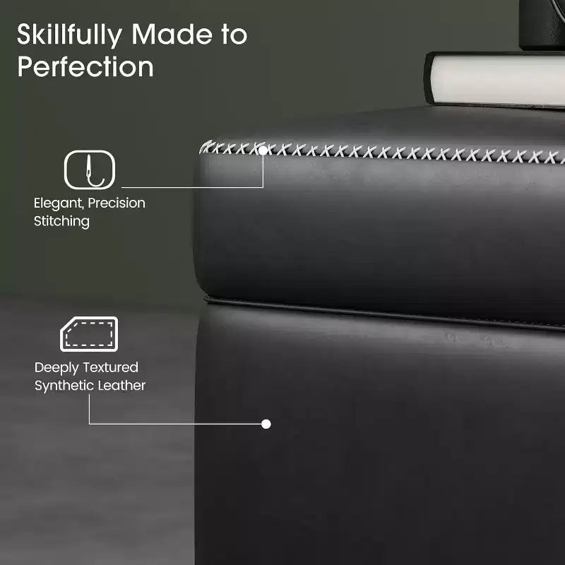 Banc ottoman de rangement 47,8 po avec revêtement en cuir, charnières robustes, siège repose-pieds pour chambre ou entrée