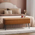 Banc ottoman de rangement 47,8 po avec revêtement en cuir, charnières robustes, siège repose-pieds pour chambre ou entrée
