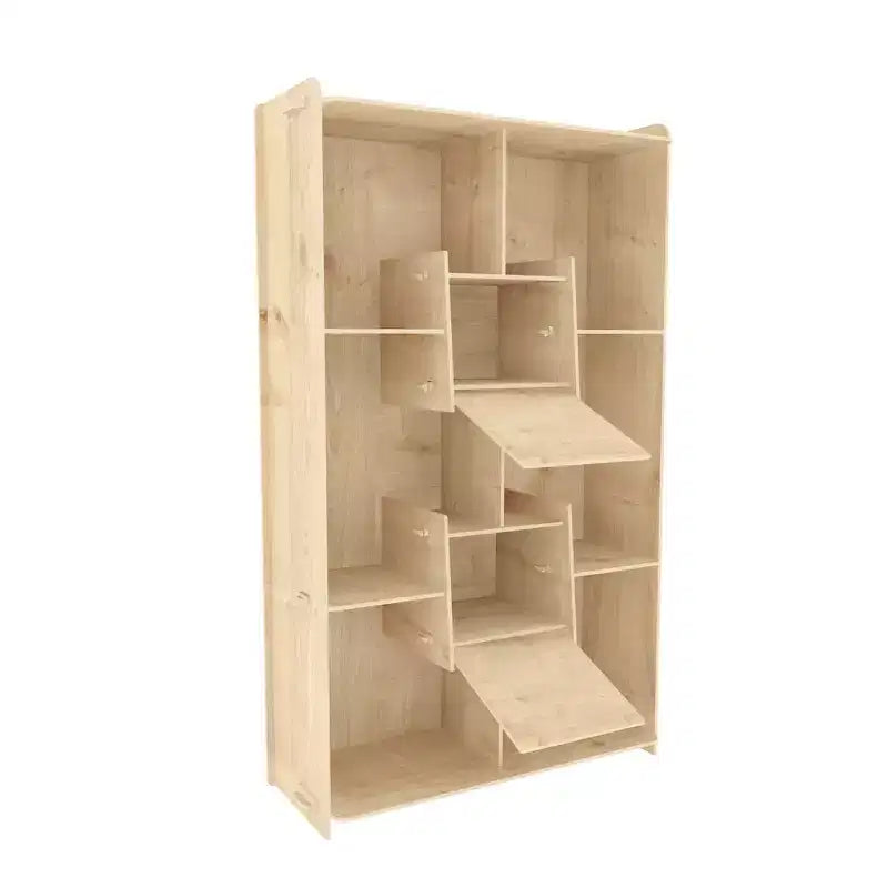 Bibliothèque moderne avec 2 armoires et 6 casiers ouverts