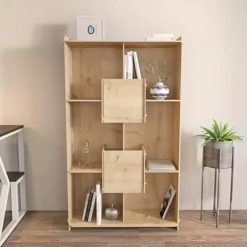 Bibliothèque moderne avec 2 armoires et 6 casiers ouverts