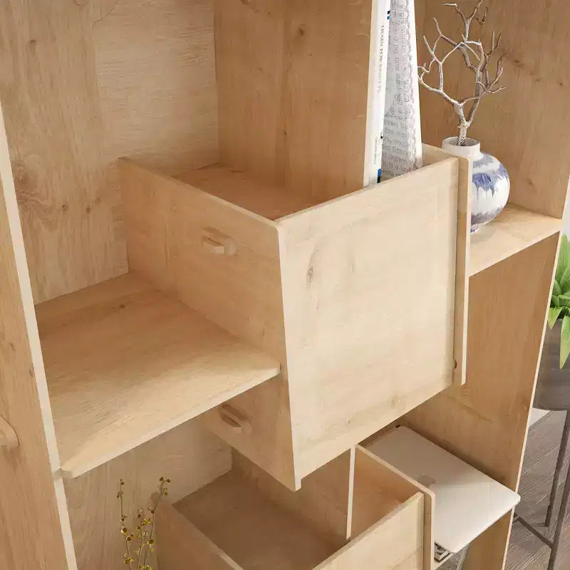 Bibliothèque moderne avec 2 armoires et 6 casiers ouverts