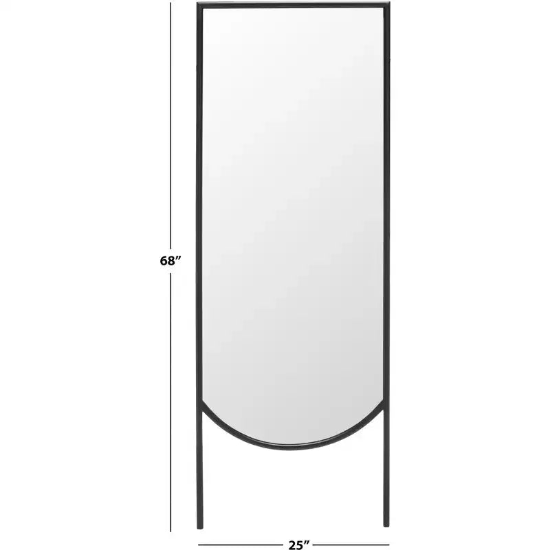 Miroir au sol à poser en fer noir de 25 x 68 pouces
