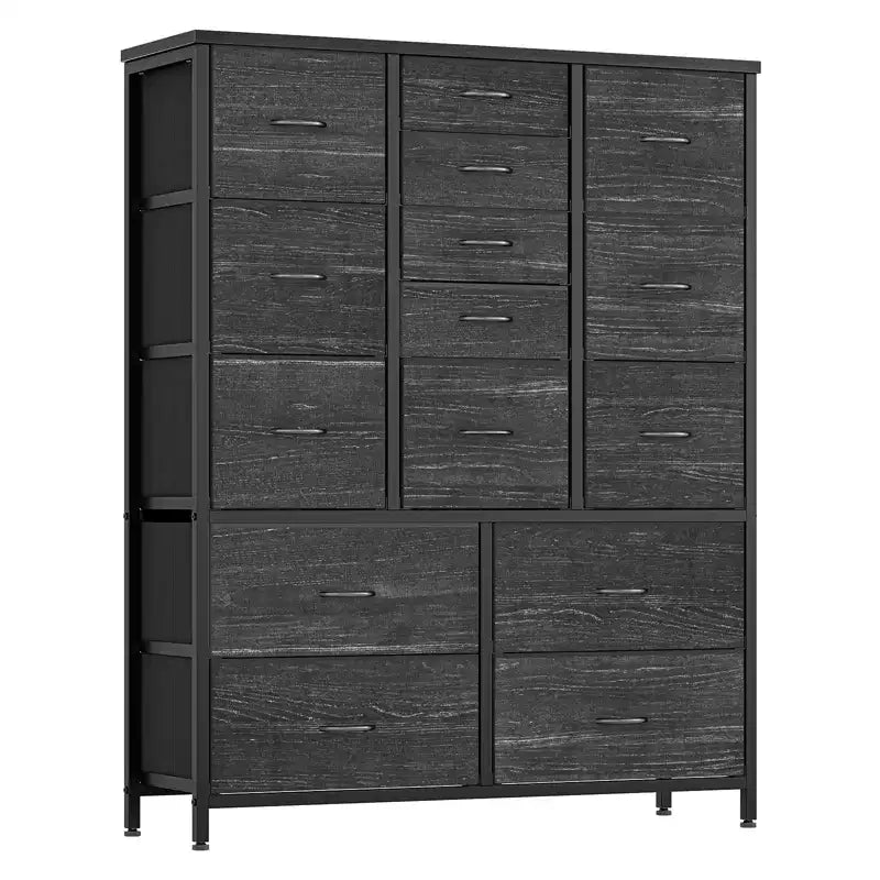 Commode haute pour chambre à coucher avec 15 tiroirs, commode de rangement avec bacs en tissu, organisateur de rangement pour vêtements, commode de placard en tissu pour salon