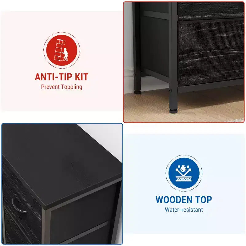 Commode haute pour chambre à coucher avec 15 tiroirs, commode de rangement avec bacs en tissu, organisateur de rangement pour vêtements, commode de placard en tissu pour salon