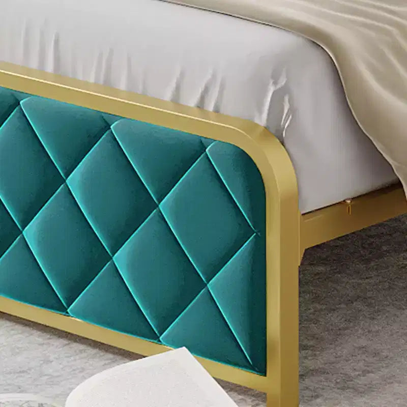 Cadre de lit plateforme King Size avec station de recharge et lumières LED, cadre de lit King avec tête de lit de rangement en velours