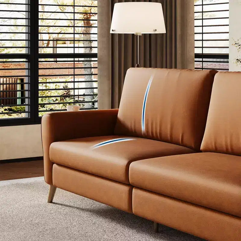 Canapé moderne 84", canapé 3 places rembourré avec accoudoirs profilés, canapé-lit profond pour salon, chambre, appartement, marron